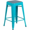 image:imageFlash Furniture IndoorOutdoor Kai Commercial Backless Bar Stools with Poly Seats  CBTeal Blue