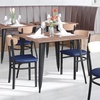 image:imageFlash Furniture Commercial Steel Dining Chair BlueNatural Birch Wood BackBlue Vinyl Seat