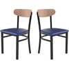 image:imageFlash Furniture Commercial Steel Dining Chair BlueNatural Birch Wood BackBlue Vinyl Seat