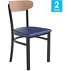 image:imageFlash Furniture Commercial Steel Dining Chair BlueNatural Birch Wood BackBlue Vinyl Seat