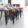 image:imageFlash Furniture Commercial Steel Dining Chair BlueNatural Birch Wood BackBlue Vinyl Seat
