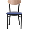 image:imageFlash Furniture Commercial Steel Dining Chair BlueNatural Birch Wood BackBlue Vinyl Seat