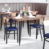 image:imageFlash Furniture Commercial Steel Dining Chair BlueNatural Birch Wood BackBlue Vinyl Seat