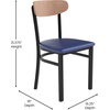 image:imageFlash Furniture Commercial Steel Dining Chair BlueNatural Birch Wood BackBlue Vinyl Seat