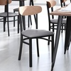image:imageFlash Furniture Commercial Steel Dining Chair BlueNatural Birch Wood BackGray Vinyl Seat