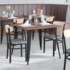 image:imageFlash Furniture Commercial Steel Dining Chair BlueNatural Birch Wood BackGray Vinyl Seat