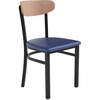 Natural Birch Wood Back/Blue Vinyl Seat