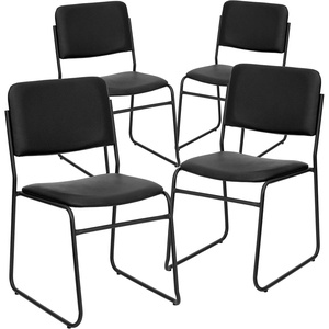 image:imageFlash Furniture 4 Pk HERCULES Series 1000 lb Capacity High Density Black Vinyl Stacking Chair with Sled BaseChair