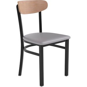 image:imageFlash Furniture Commercial Steel Dining Chair BlueNatural Birch Wood BackGray Vinyl Seat