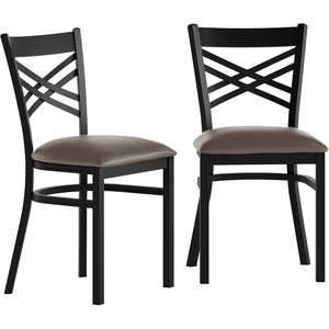 image:imageFlash Furniture Hercules XBack Chair  Vinyl Seat BlackMocha 2PackMocha Vinyl SeatBlack Metal Frame