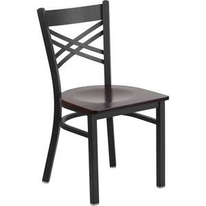 image:imageFlash Furniture Hercules XBack Chair  Vinyl Seat BlackMocha 2PackWalnut Wood SeatBlack Metal Frame