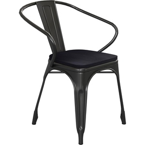 image:imageFlash Furniture Metal IndoorOutdoor Chair with Arms BlackBlackBlack