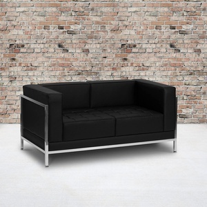 image:imageFlash Furniture Hercules Imagination Series Contemporary Black LeatherSoft Loveseat with Encasing FrameBlack