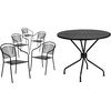 image:imageFlash Furniture 5 Pack Black Patio Arm Chair and 3525 Round Black Patio Table with Umbrella Hole