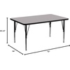 image:imageFlash Furniture Wren 36W x 72L Rectangular Grey Thermal Laminate Activity Table  Height Adjustable Short LegsGrey