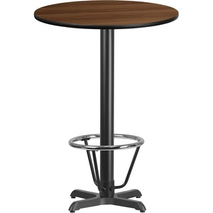 image:imageFlash Furniture 30 Round Table and 22x22 XBase with Footring MahoganyWalnut