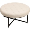 image:imageFlash Furniture 34 Round Cotton Linen Tufted Ottoman BlackBeige