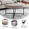 image:imageFlash Furniture 34 Round Cotton Linen Tufted Ottoman BlackGrey