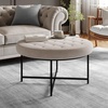 image:imageFlash Furniture 34 Round Cotton Linen Tufted Ottoman BlackGrey