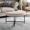 image:imageFlash Furniture 34 Round Cotton Linen Tufted Ottoman BlackBeige