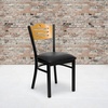 image:imageFlash Furniture 4 Pack HERCULES Series Black Slat Back Metal Restaurant Chair  Natural Wood Back Black Vinyl Seat