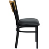 image:imageFlash Furniture 4 Pack HERCULES Series Black Slat Back Metal Restaurant Chair  Natural Wood Back Black Vinyl Seat