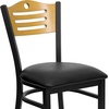 image:imageFlash Furniture 4 Pack HERCULES Series Black Slat Back Metal Restaurant Chair  Natural Wood Back Black Vinyl Seat