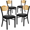 image:imageFlash Furniture 4 Pack HERCULES Series Black Slat Back Metal Restaurant Chair  Natural Wood Back Black Vinyl Seat