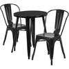 image:imageFlash Furniture Commercial Grade 24 Round Black Metal IndoorOutdoor Table Set with 2 Cafe ChairsBlack