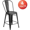 image:imageFlash Furniture 24 in Metal IndoorOutdoor Counter Stool Black 4Pack