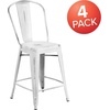 image:imageFlash Furniture 24 in Metal IndoorOutdoor Counter Stool White 4Pack