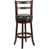 image:imageFlash Furniture Becca 30 High Cappuccino Wood Barstool with Single Slat Ladder Back and Black LeatherSoft Swivel Seat