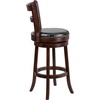 image:imageFlash Furniture Becca 30 High Cappuccino Wood Barstool with Single Slat Ladder Back and Black LeatherSoft Swivel Seat