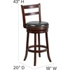 image:imageFlash Furniture Becca 30 High Cappuccino Wood Barstool with Single Slat Ladder Back and Black LeatherSoft Swivel Seat