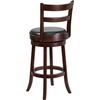 image:imageFlash Furniture Becca 30 High Cappuccino Wood Barstool with Single Slat Ladder Back and Black LeatherSoft Swivel Seat