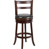 image:imageFlash Furniture Becca 30 High Cappuccino Wood Barstool with Single Slat Ladder Back and Black LeatherSoft Swivel Seat