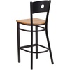 image:imageFlash Furniture HERCULES Series Black Circle Back Metal Restaurant Barstool  Burgundy Vinyl SeatNatural Wood SeatBlack Metal Frame