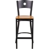 image:imageFlash Furniture HERCULES Series Black Circle Back Metal Restaurant Barstool  Burgundy Vinyl SeatNatural Wood SeatBlack Metal Frame