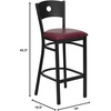 image:imageFlash Furniture HERCULES Series Black Circle Back Metal Restaurant Barstool  Burgundy Vinyl SeatRed