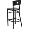 image:imageFlash Furniture HERCULES Series Black Circle Back Metal Restaurant Barstool  Burgundy Vinyl SeatWalnut Wood SeatBlack Metal Frame