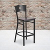 image:imageFlash Furniture HERCULES Series Black Circle Back Metal Restaurant Barstool  Burgundy Vinyl SeatWalnut Wood SeatBlack Metal Frame