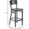 image:imageFlash Furniture HERCULES Series Black Circle Back Metal Restaurant Barstool  Burgundy Vinyl SeatWalnut Wood SeatBlack Metal Frame
