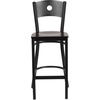 image:imageFlash Furniture HERCULES Series Black Circle Back Metal Restaurant Barstool  Burgundy Vinyl SeatWalnut Wood SeatBlack Metal Frame
