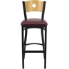 image:imageFlash Furniture HERCULES Series Black Circle Back Metal Restaurant Barstool  Natural Wood Back Black Vinyl SeatNatural Wood BackBurgundy Vinyl SeatBlack Metal Frame