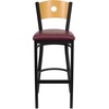 image:imageFlash Furniture HERCULES Series Black Circle Back Metal Restaurant Barstool  Natural Wood Back Black Vinyl SeatNatural Wood BackBurgundy Vinyl SeatBlack Metal Frame