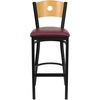image:imageFlash Furniture HERCULES Series Black Circle Back Metal Restaurant Barstool  Natural Wood Back Black Vinyl SeatNatural Wood BackBurgundy Vinyl SeatBlack Metal Frame