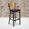 image:imageFlash Furniture HERCULES Series Black Circle Back Metal Restaurant Barstool  Natural Wood Back Black Vinyl SeatNatural Wood BackBurgundy Vinyl SeatBlack Metal Frame