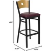 image:imageFlash Furniture HERCULES Series Black Circle Back Metal Restaurant Barstool  Natural Wood Back Black Vinyl SeatNatural Wood BackBurgundy Vinyl SeatBlack Metal Frame