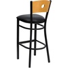 image:imageFlash Furniture HERCULES Series Black Circle Back Metal Restaurant Barstool  Natural Wood Back Black Vinyl Seatblack