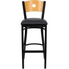 image:imageFlash Furniture HERCULES Series Black Circle Back Metal Restaurant Barstool  Natural Wood Back Black Vinyl Seatblack
